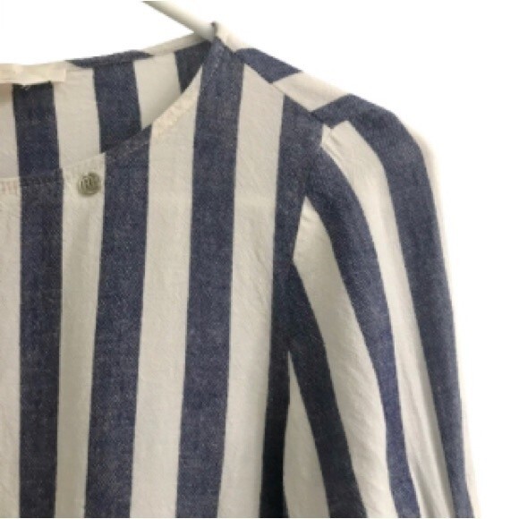 Roberta Biagi Linen Blend Striped Popover Blouse Top S - Picture 2 of 9